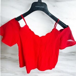 Red Off-the-Shoulder Crop Top